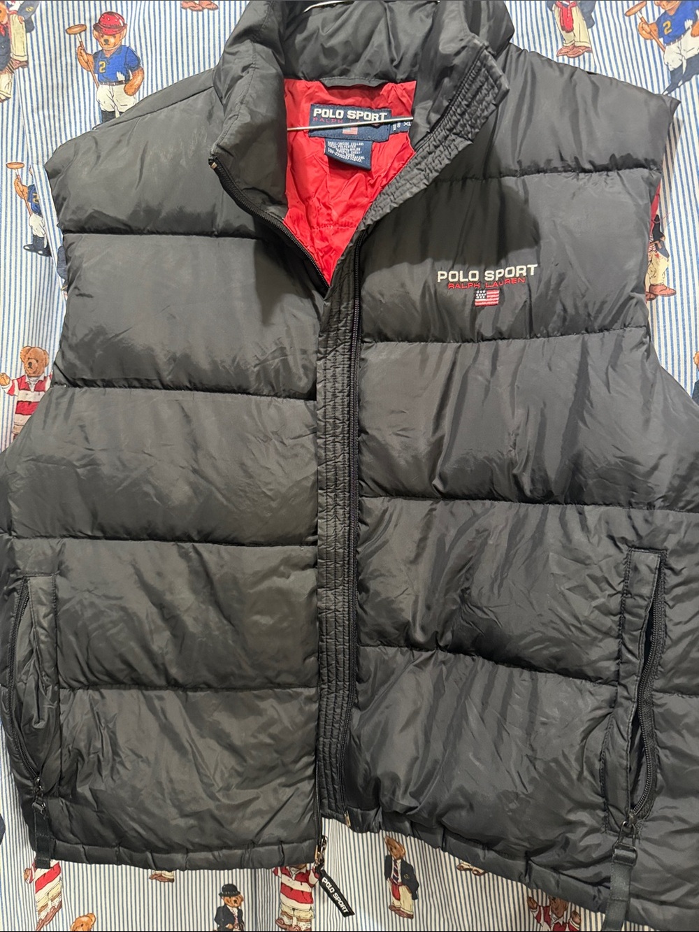 Polo by Ralph Lauren Black Puffer Vest with Red Lining